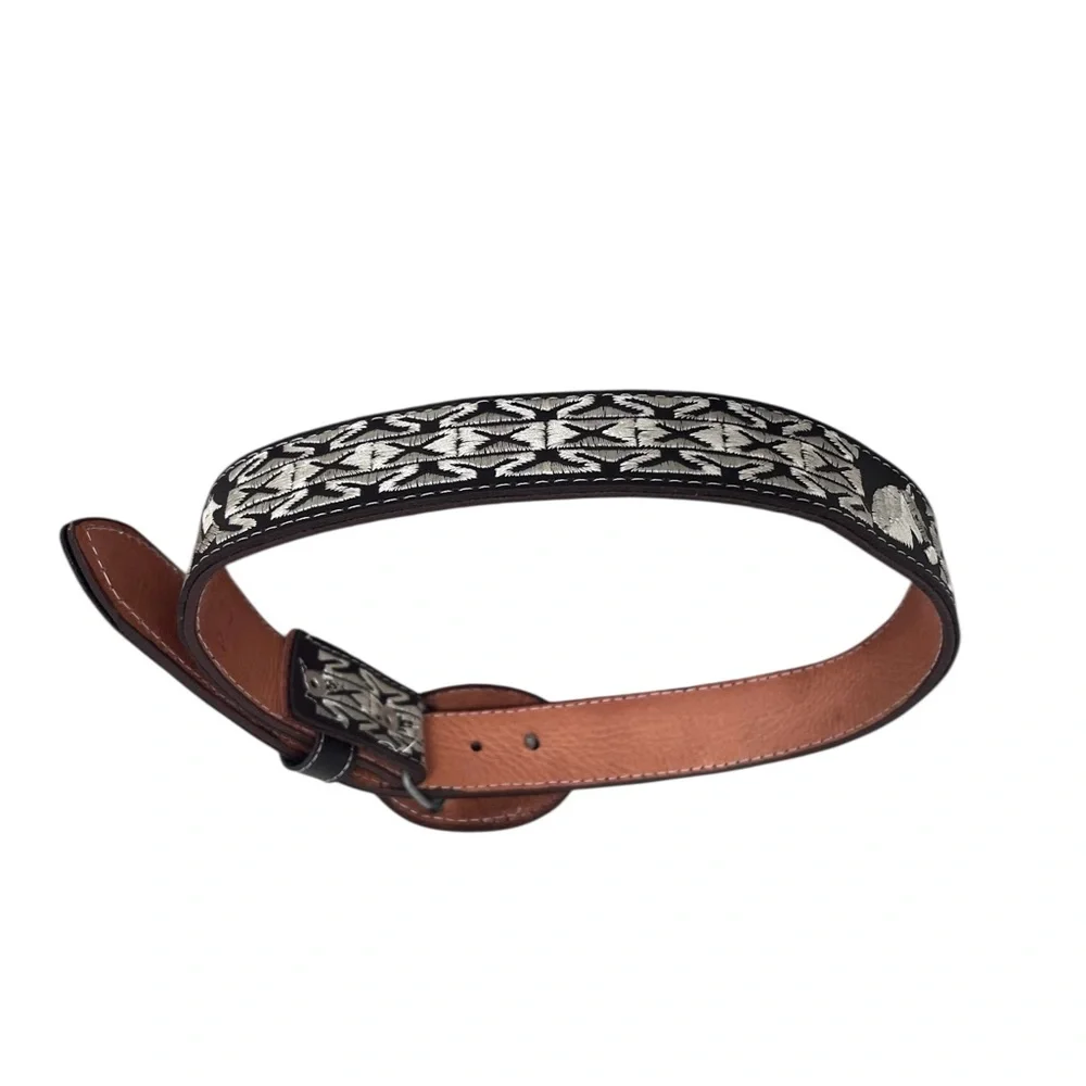 Kids Black and White Embroidered Belt
